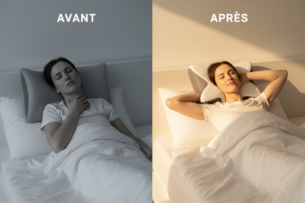 Avant/Après – Oreiller ergonomique Ergonoz™ v2