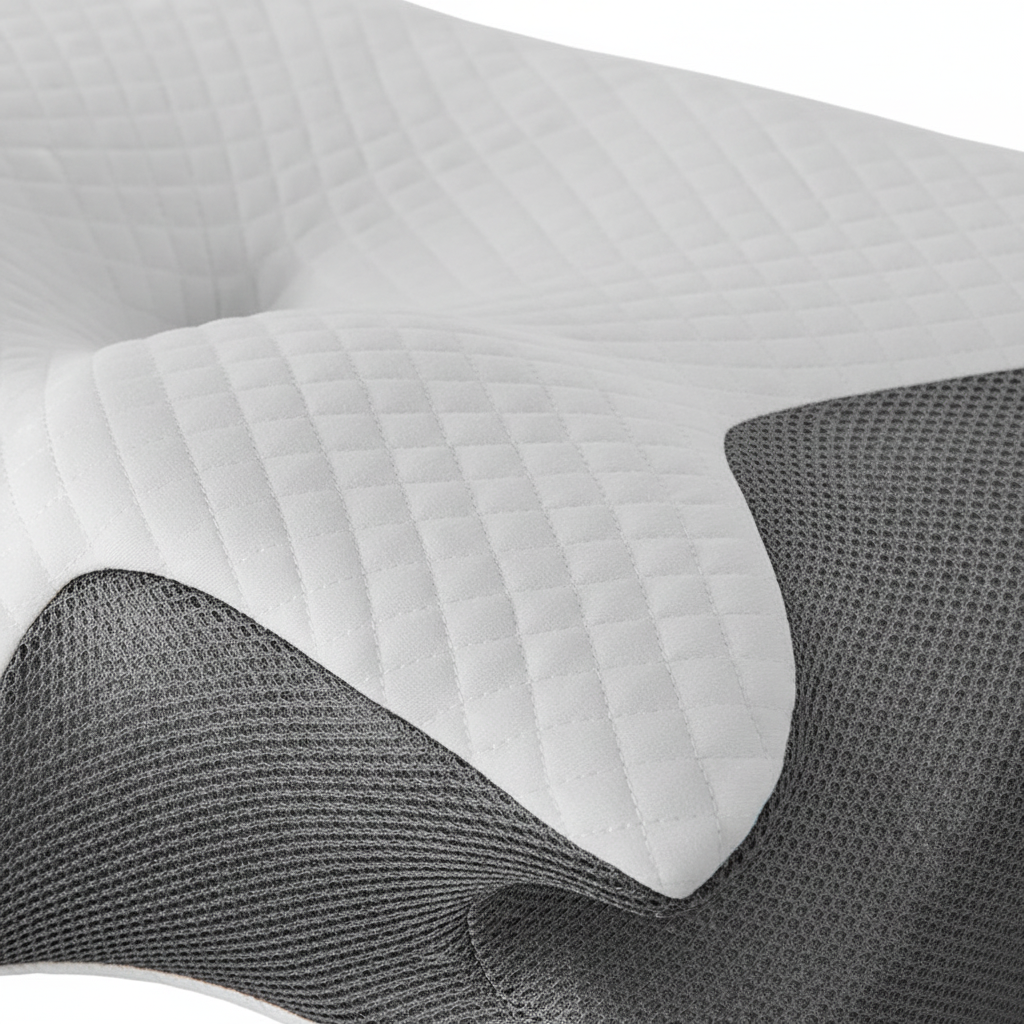 Détail tissu respirant oreiller ergonomique cervical Ergonoz™