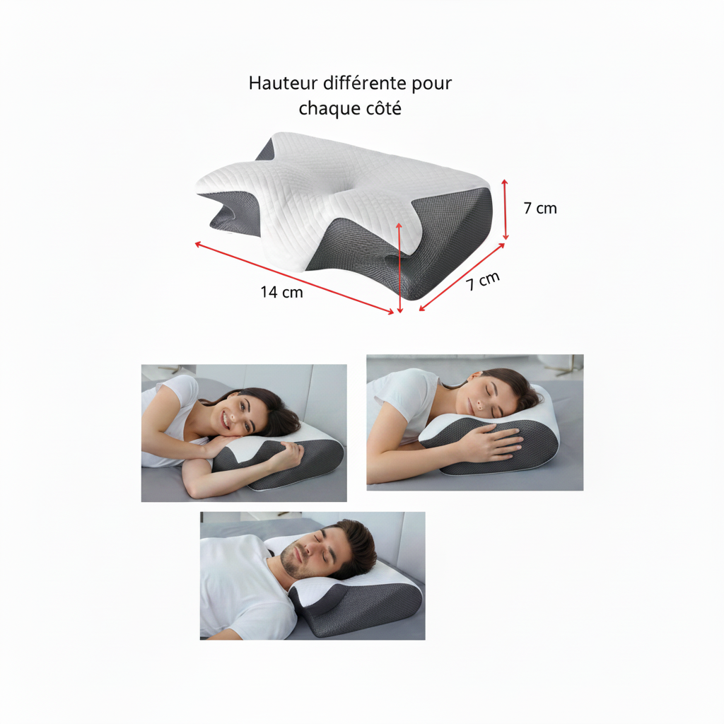Oreiller ergonomique – côtés gris anthracite foncé