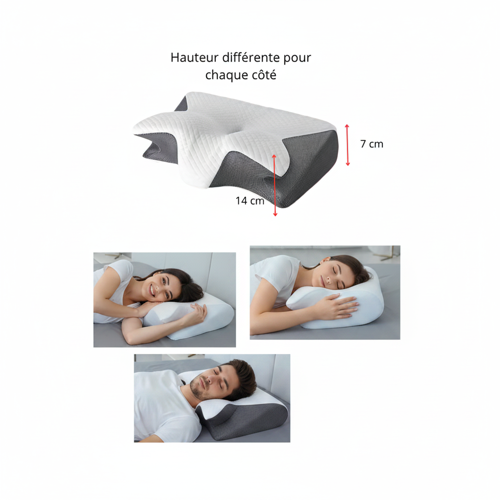 Oreiller ergonomique – visages brunet(te)s