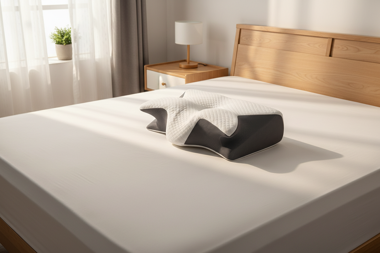 Oreiller ergonomique cervical en situation – chambre adulte Ergonoz™